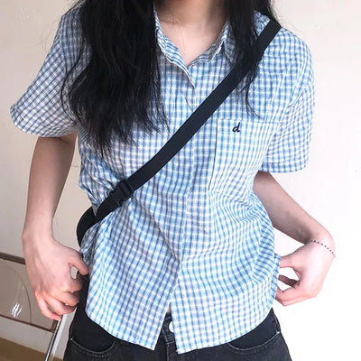 Jelloo Sky Fine Check Short Sleeve Shirt