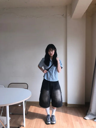 Jelloo Sky Fine Check Short Sleeve Shirt