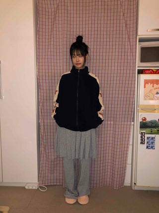 Star Color Block High-Neck Boxy Zip-Up