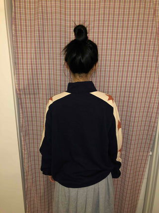 Star Color Block High-Neck Boxy Zip-Up