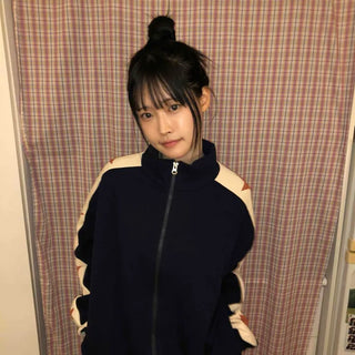 Star Color Block High-Neck Boxy Zip-Up