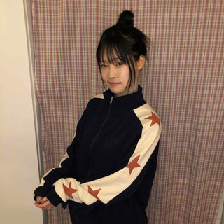 Star Color Block High-Neck Boxy Zip-Up