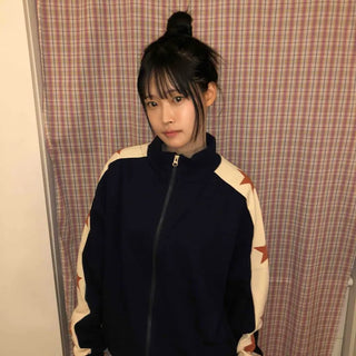 Star Color Block High-Neck Boxy Zip-Up