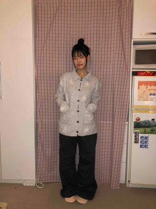 Button Pocket Semi-Wide Cotton Pants