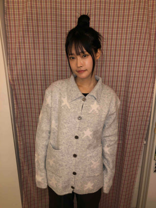 Pocket Point Loose Fit Star Knit Cardigan