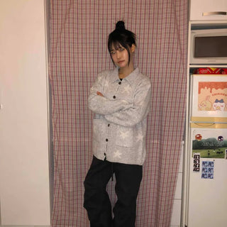 Pocket Point Loose Fit Star Knit Cardigan