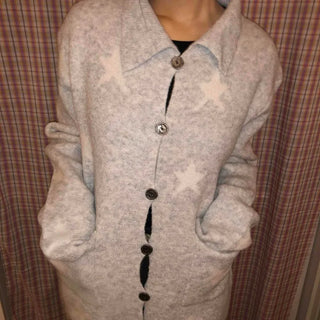 Pocket Point Loose Fit Star Knit Cardigan
