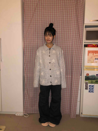 Pocket Point Loose Fit Star Knit Cardigan