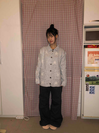 Pocket Point Loose Fit Star Knit Cardigan