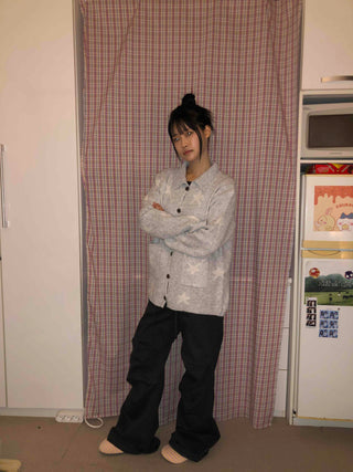 Pocket Point Loose Fit Star Knit Cardigan