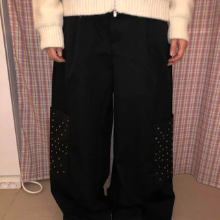 Studded Pocket Elastic Waist Balloon Pants