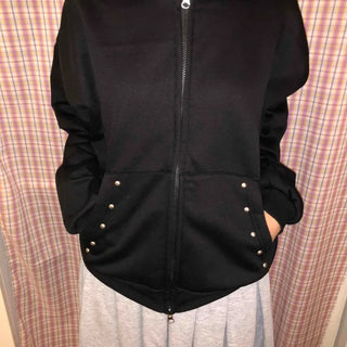 Snap Button Studded Pocket Zip-Up Hoodie