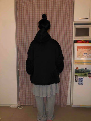 Check Color Block Boxy Fit Padded Hoodie