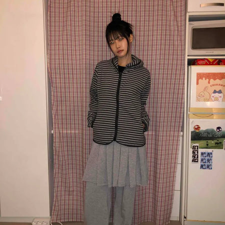 Comfortable Cozy Loose Fit Pleated Midi Skirt Pants