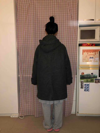 Campus Mood Hooded A-Line Balloon Fit Wool Coat