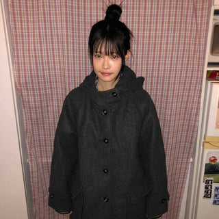 Campus Mood Hooded A-Line Balloon Fit Wool Coat