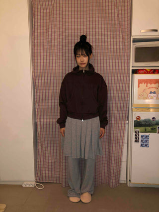 High-neck Hooded Cropped Zip-up
