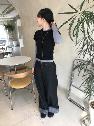 Daily Two-Tone Color Block Slim Fit Round Long Sleeve Tee