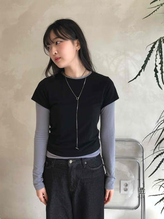 Daily Two-Tone Color Block Slim Fit Round Long Sleeve Tee