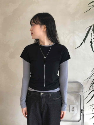 Daily Two-Tone Color Block Slim Fit Round Long Sleeve Tee