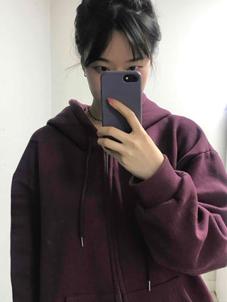 Oversized Loose Fit Hooded Zip-Up Jumper