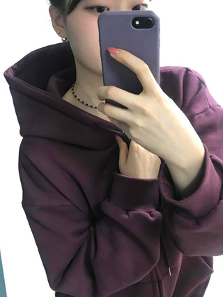 Oversized Loose Fit Hooded Zip-Up Jumper