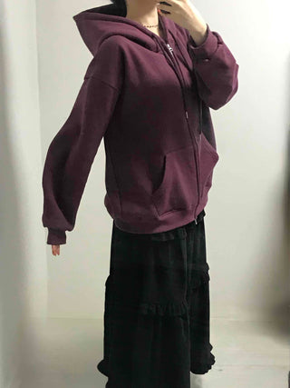 Oversized Loose Fit Hooded Zip-Up Jumper