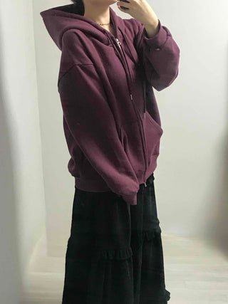 Oversized Loose Fit Hooded Zip-Up Jumper