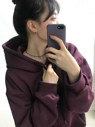 Oversized Loose Fit Hooded Zip-Up Jumper