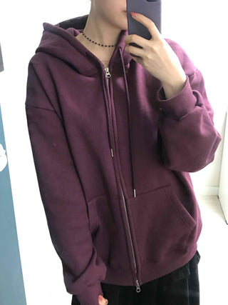 Oversized Loose Fit Hooded Zip-Up Jumper