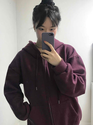 Oversized Loose Fit Hooded Zip-Up Jumper