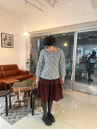 Vintage Dot Fluffy Knit Cardigan & Scarf