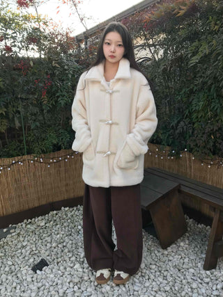 Cozy Shearling Oversized Toggle Coat