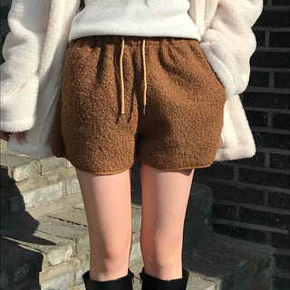 Winter Fleece Drawstring Elastic Shorts