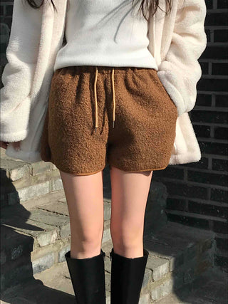 Winter Fleece Drawstring Elastic Shorts
