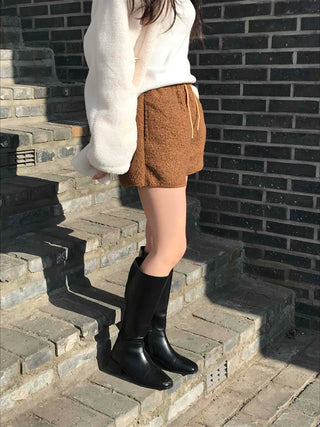 Winter Fleece Drawstring Elastic Shorts