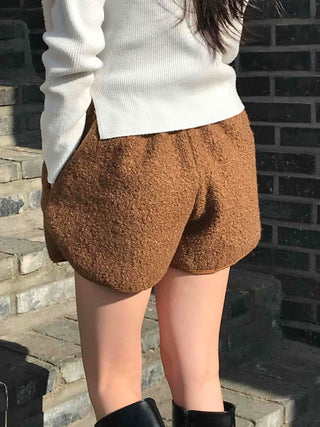 Winter Fleece Drawstring Elastic Shorts