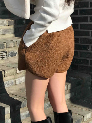 Winter Fleece Drawstring Elastic Shorts
