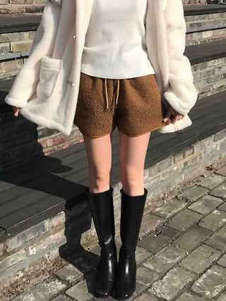 Winter Fleece Drawstring Elastic Shorts