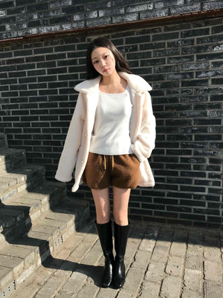 Winter Fleece Drawstring Elastic Shorts