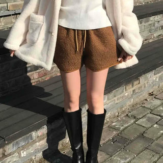 Winter Fleece Drawstring Elastic Shorts