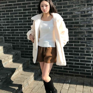 Winter Fleece Drawstring Elastic Shorts