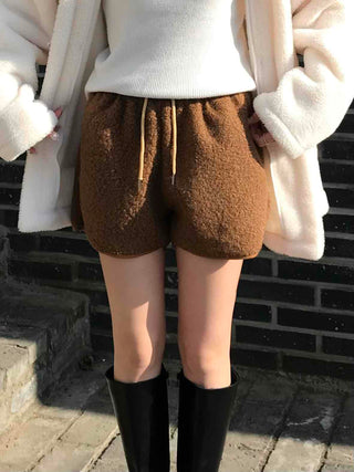 Winter Fleece Drawstring Elastic Shorts