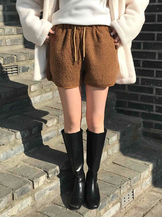 Winter Fleece Drawstring Elastic Shorts