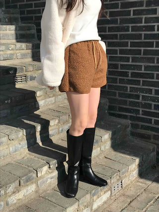 Winter Fleece Drawstring Elastic Shorts