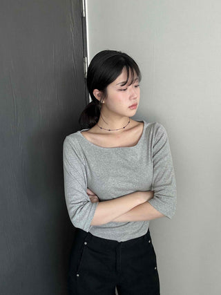 Basic Boat Neck 3/4 Sleeve T-shirt