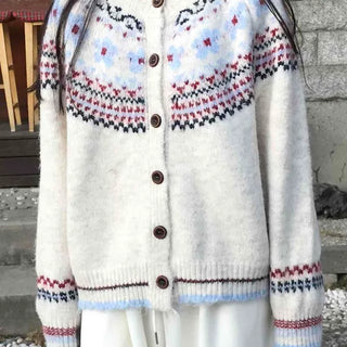 Nordic Pattern Button Loose Fit Knit Cardigan