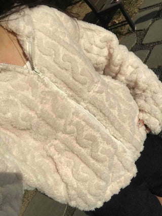 Bubble Texture Crop Zip-Up Hoodie