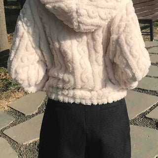 Bubble Texture Crop Zip-Up Hoodie