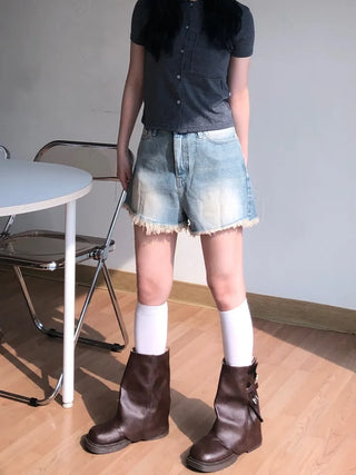 Kmel Bohemian Style Damaged Shorts
